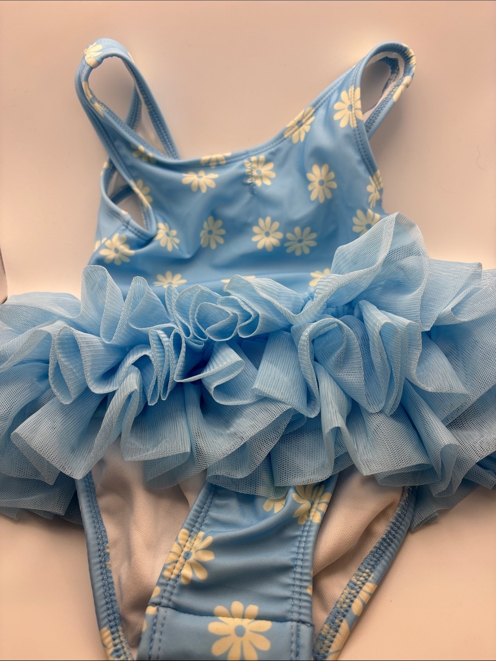 Cat & Jack Blue Daisy Ruffle One-Piece Swimsuit